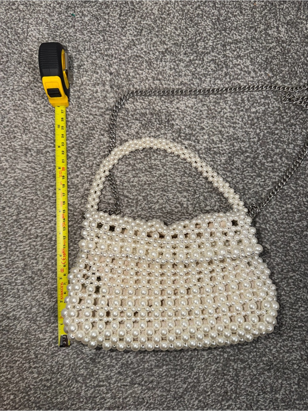 Zara Pearl Beaded Handbag - Ivory Elegant Evening Bag - Picture 10 of 11